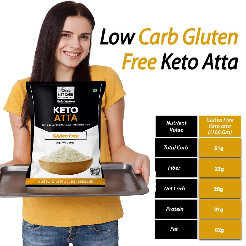 NutroActive Keto Atta Gluten Free Ultra Low Carb Flour, 1 kg-4.webp